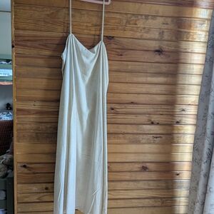 Carly Jean Los Angeles Cream Linen Midi Dress